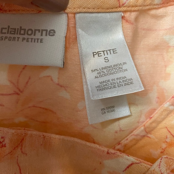 Liz Claiborne Linen Blend Wrap Skirt Suit 2 piece Peach Floral Size S/6 - Picture 12 of 16